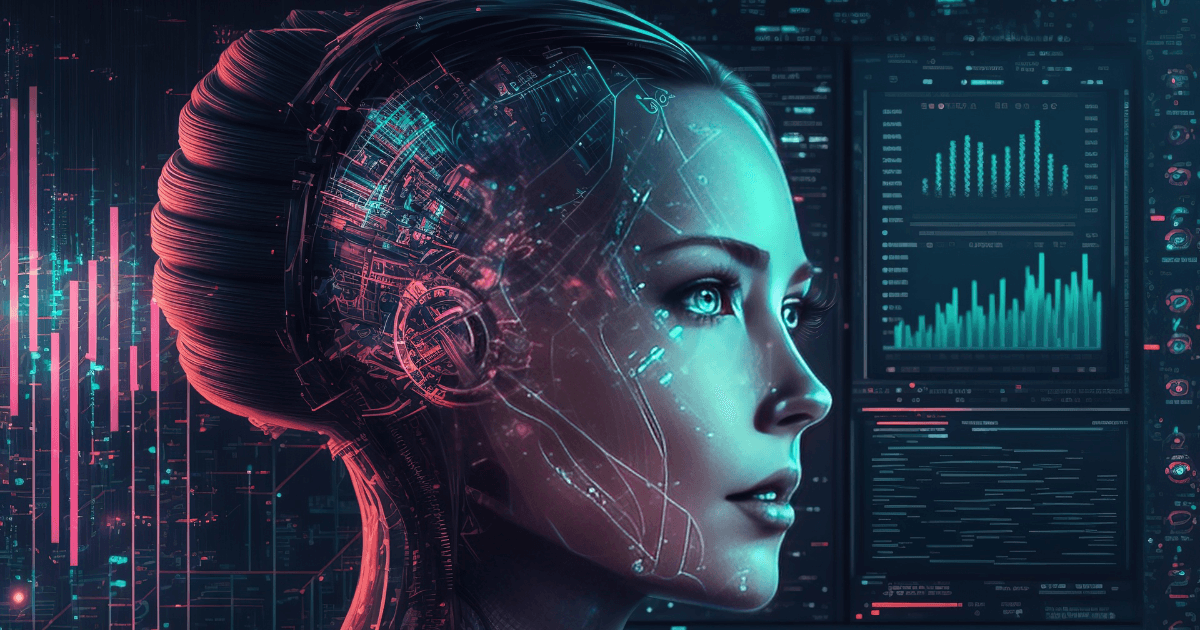 Futuristic illustration of an artificial intelligence face