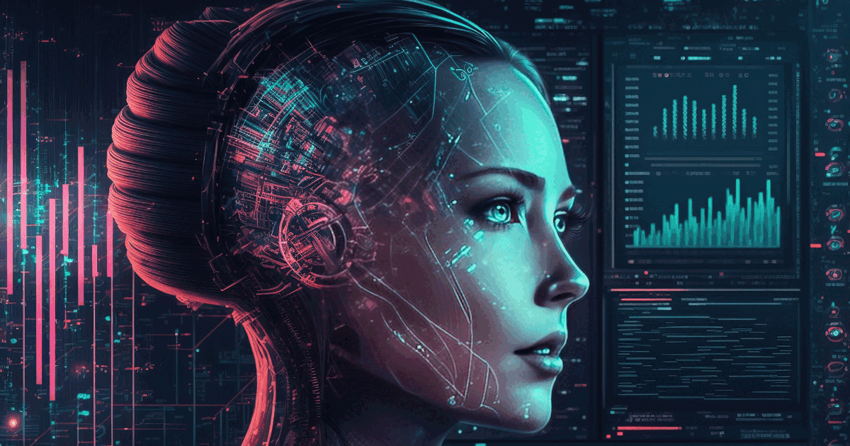 Futuristic illustration of an artificial intelligence face