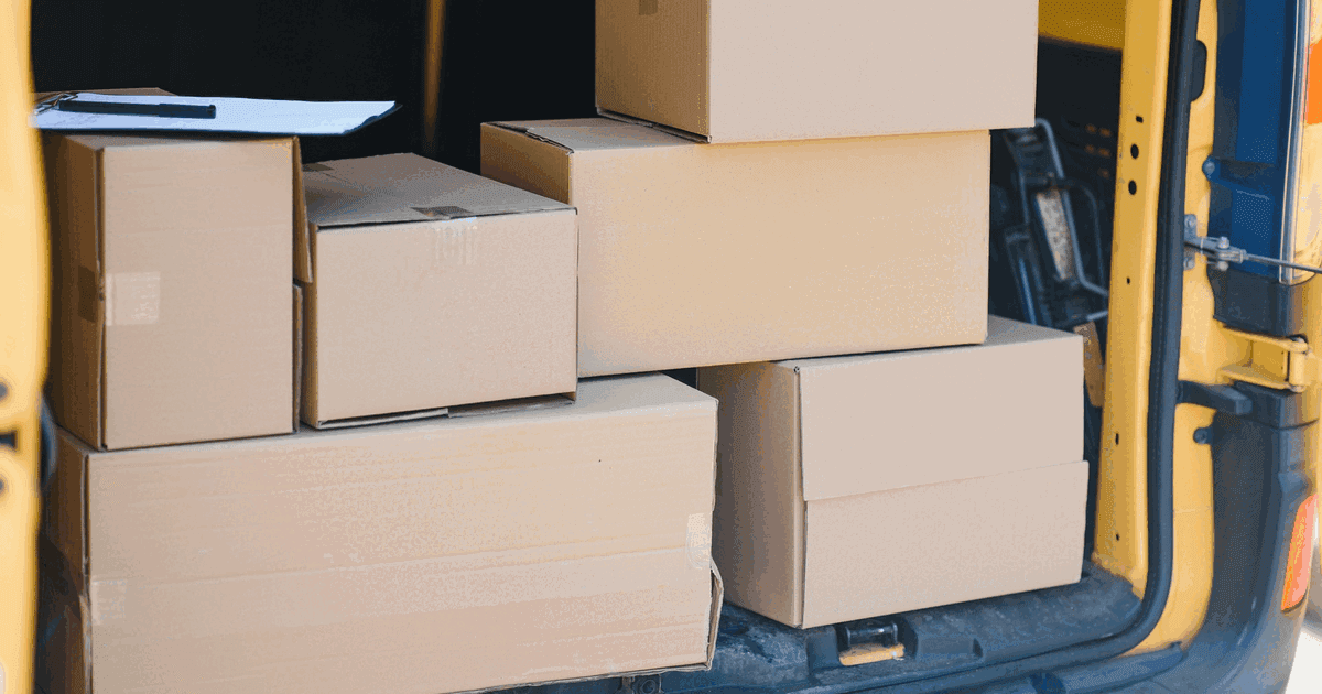 Courier van full of parcels and boxes